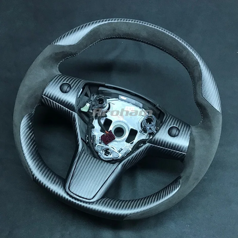 

Refit Carbon Fiber Leather Racing Steering Wheel Cuatomized For Tesla Model 3 2017 2018 2019 2020 2021