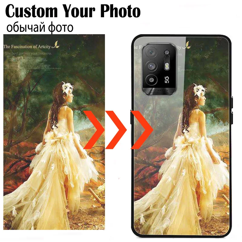 Customized Glass Phone Cases For OPPO A94 5G A17 A78 A74 4G A98 5G Silicone Cover DIY Personal Photo Design Picture Name Fundas