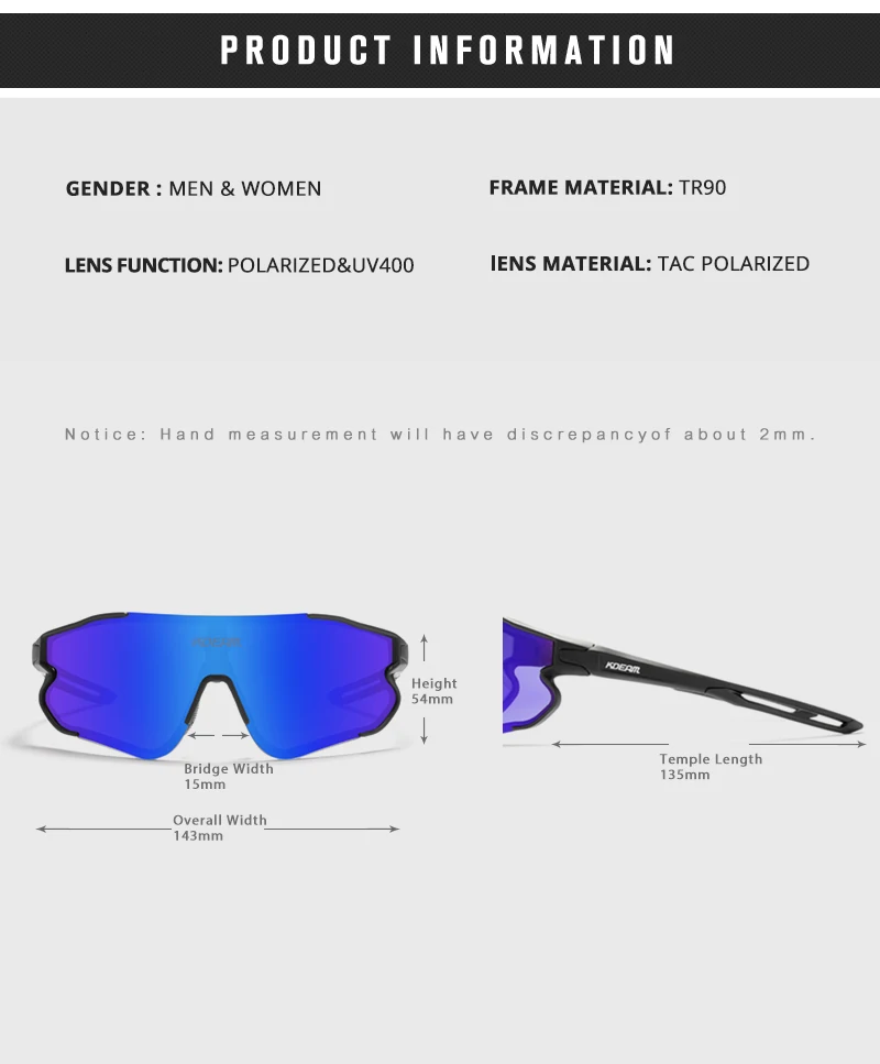 KDEAM Langlebige TR90 Herren-Sport-Sonnenbrille, polarisiert, kratzfest, 1,1 mm dick, Linsenbeschichtung, Sonnenbrille für Herren, KD0801 – Detail 5