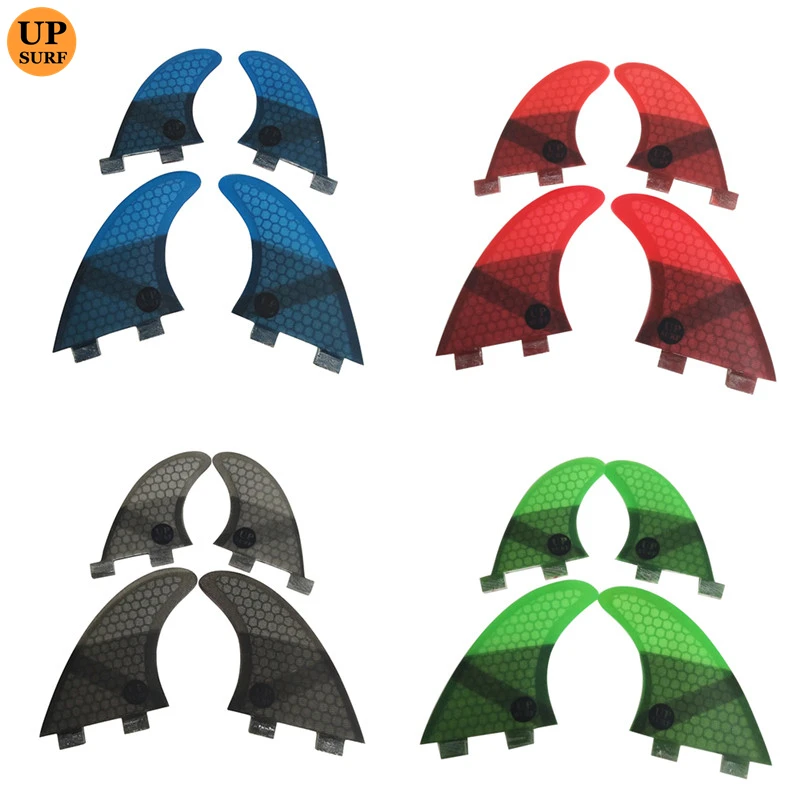 Upsurf Surfboard Double Tabs Fins M+GL 4 Colors Honeycomb Fibre Surfboard Fin in Surfing Double Tabs 4 in Per Set