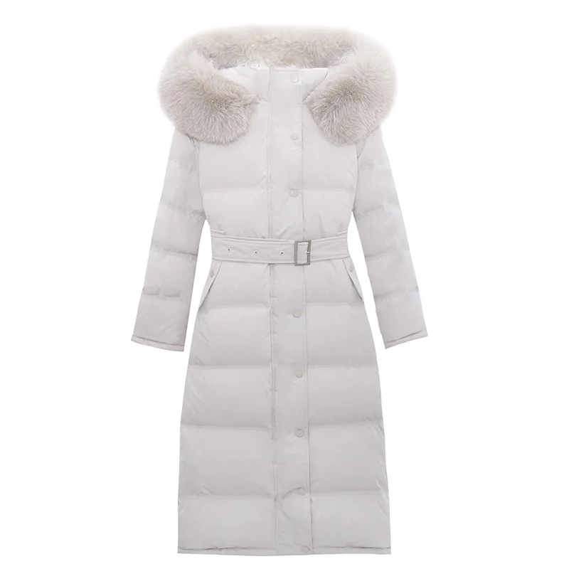 Down jacket women mid-length 2020 new winter thick large fur collar hood