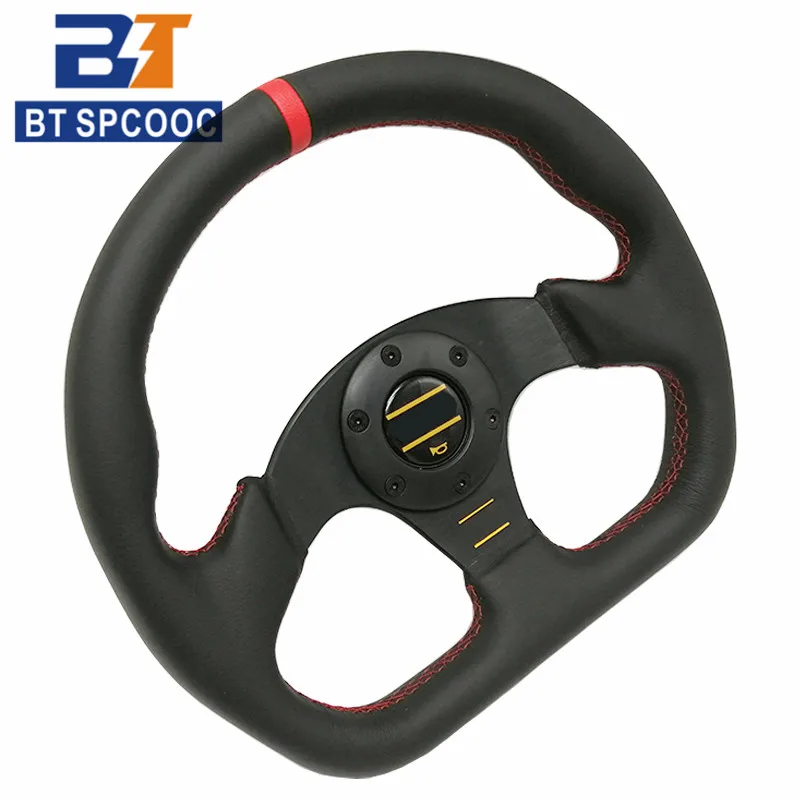 

High Quality 2020 New Flat Steering Wheel 13inch 320mm Leather Black Sport Steering Wheel For Car BT20S0918125