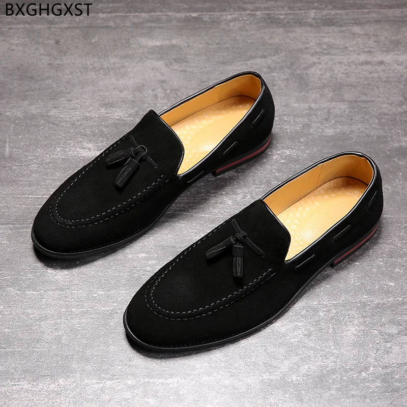 

Loafers Suede Shoes Men Luxury Designer Shoes Men High Quality Black Slip on Shoes Men Tassel Zapatos De Vestir De Los Hombres