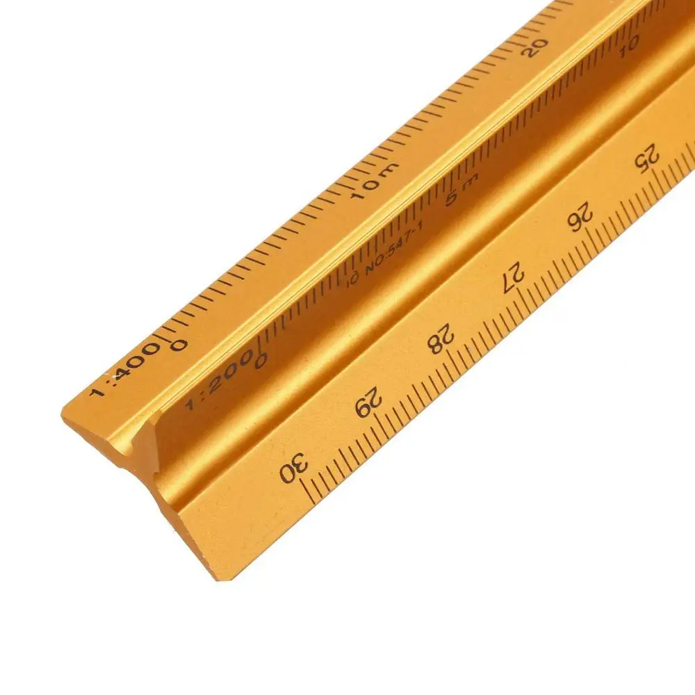 Scale Ruler Aluminum Alloy 30cm Engineer Triangular Scale Drafting Tools For Architects Students Draftsman Engineers-Yellow