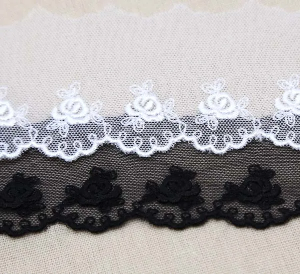 Width:5cm (2 inch) Rose Mesh Embroidered Lace Trimming Lace for DIY Sewing Accessories garment(ss-379)