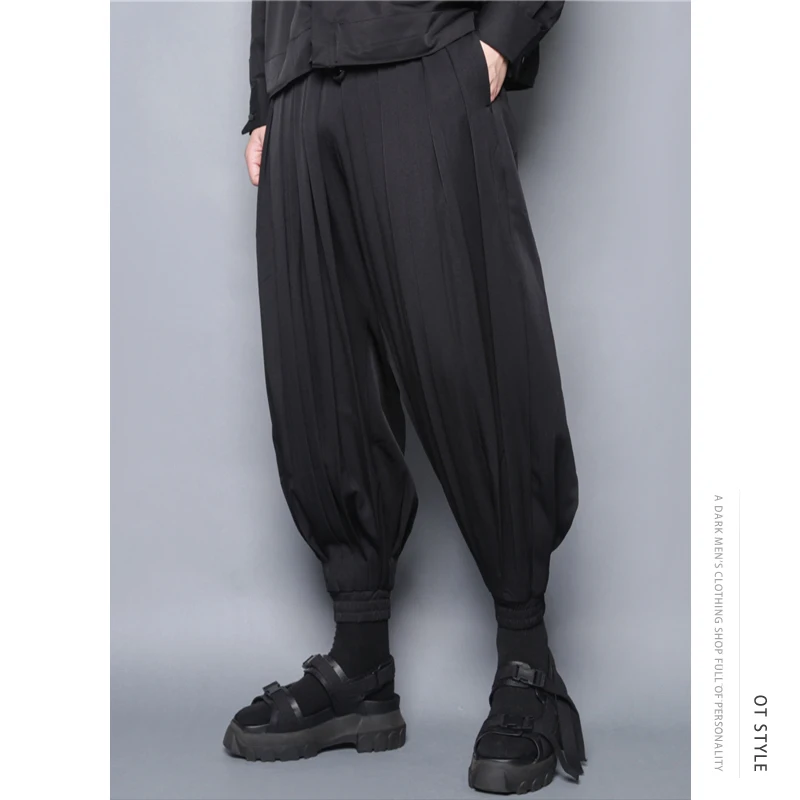 Men's Pants Black Simple Spring And Summer New Loose Casual Pants Men's Fashion Personalized Lantern Pants Loose Leg