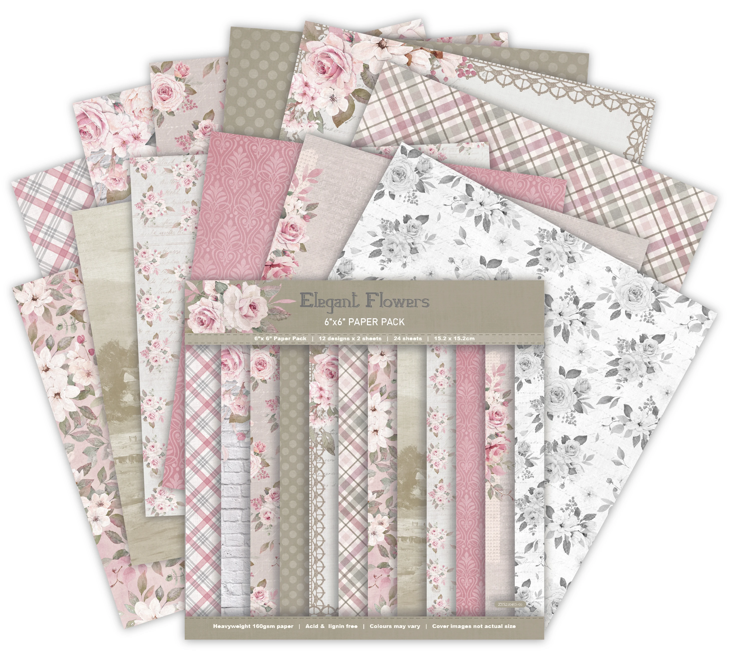 Elagant flowerScrapbooking paper pack of 24 sheets handmade craft paper craft Background pad