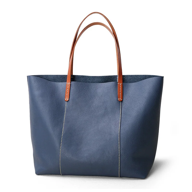 Luxury Genuine Leather Women Totes Bag Large Capacity Lady Handbag Simple Business Women Working Bag Cow Leather Shoulder Bags