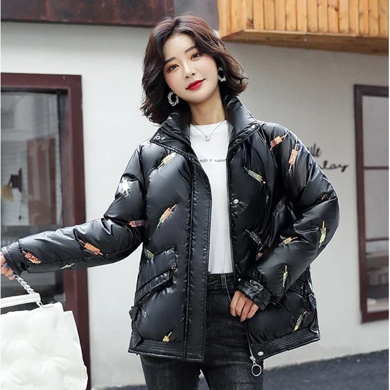 Bright Face Short Down Padded Jacket Women Overcoat New Winter Warm Jacket Female Korean Loose Thicken Parker Coat Outerwear