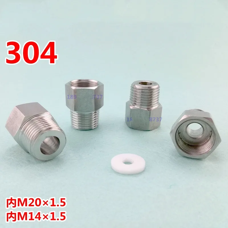 4pcs Pressure Gauge Adapter Connector Meter Conversion Dia Change M14 M20 G1/2 G1/4 304 Stainless Steel Pipe Fitting Adapter