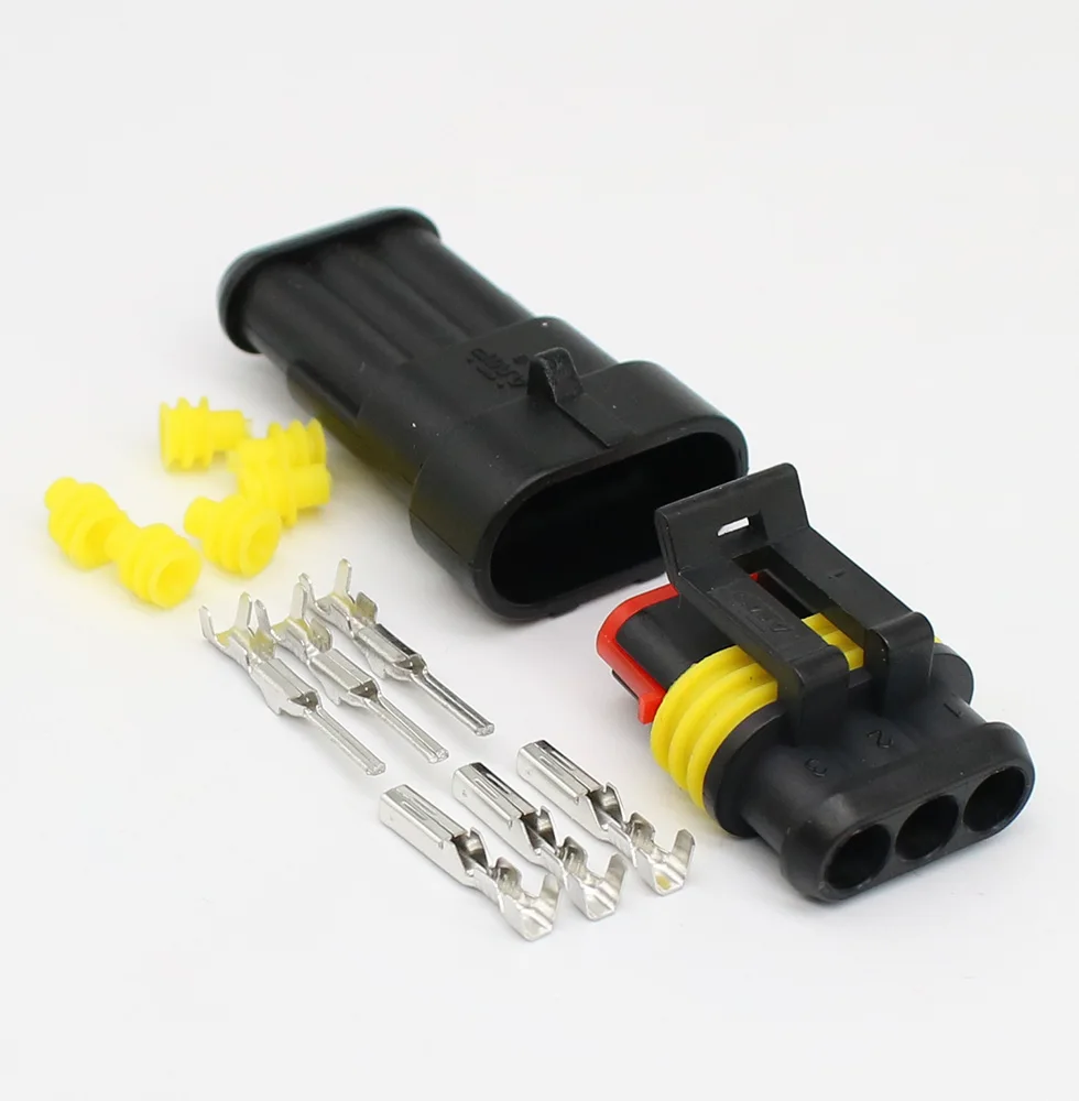 5sets Kit 2 pin 1/2/3/4/5/6 pins Way AMP Super seal Waterproof Electrical Wire Connector Plug for car waterproof connector