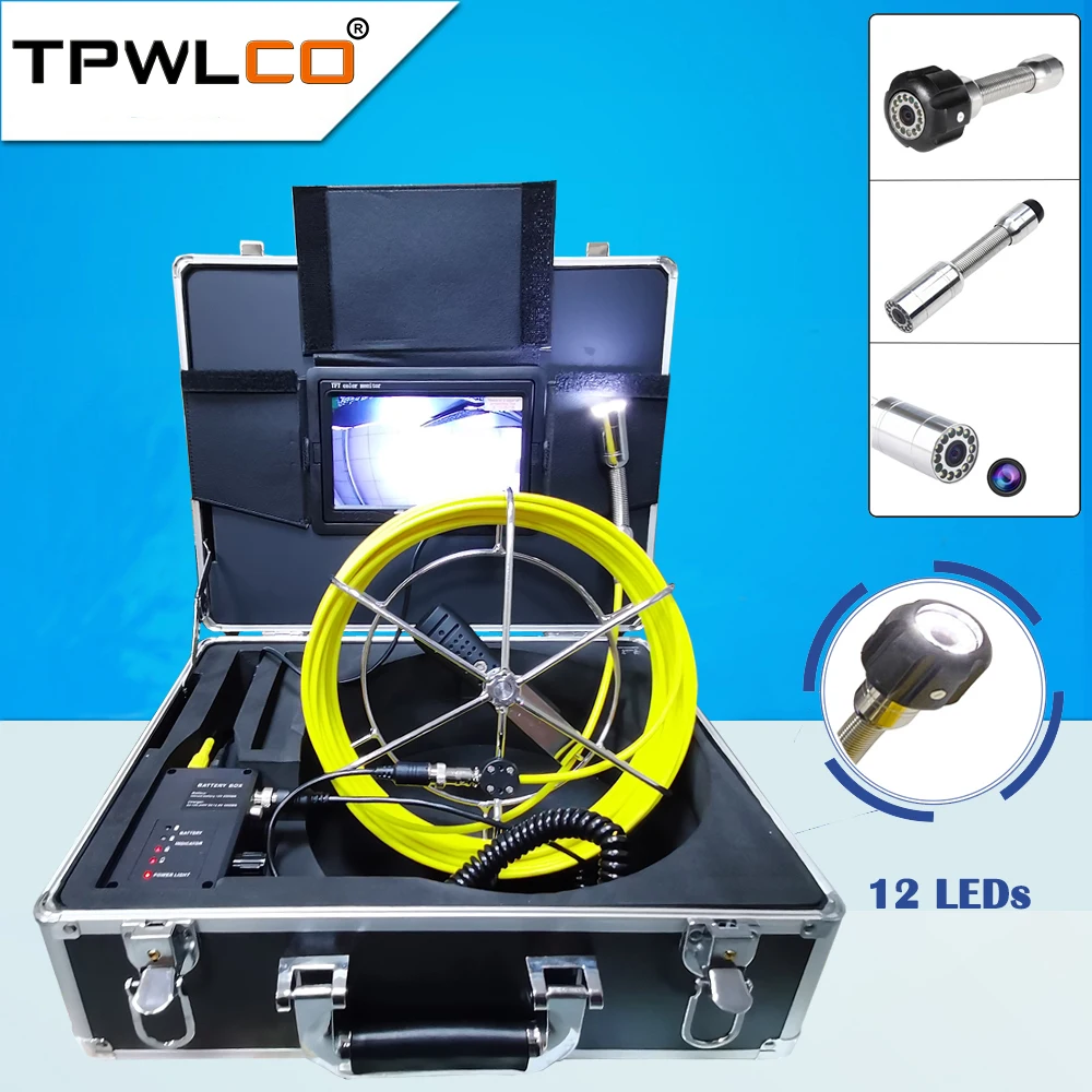 

23mm Waterproof Industrial Video Endoscope Camera For 7inch Drain Pipe Inspection System With DVR Recording 20/30/40/50m Cable