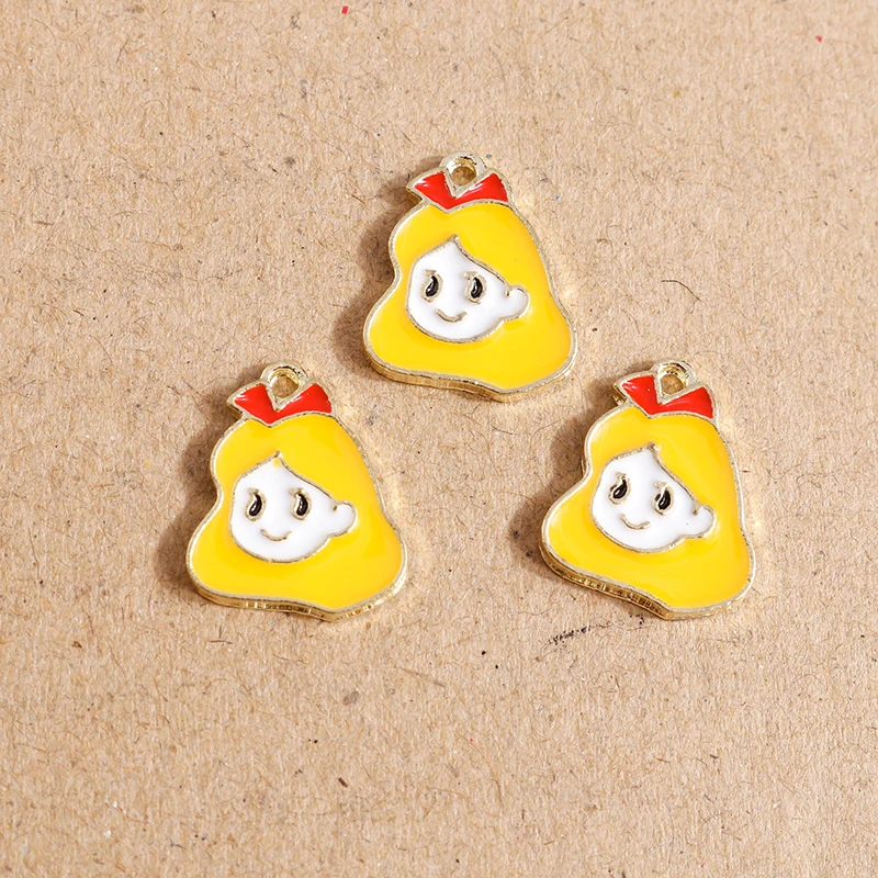 10 Stück süße Emaille-Prinzessin-Mädchen-Charms-Anhänger für Schmuckherstellung, Halskette, Ohrringe, Armband, DIY-Zubehör, Zubehör – Detail 5