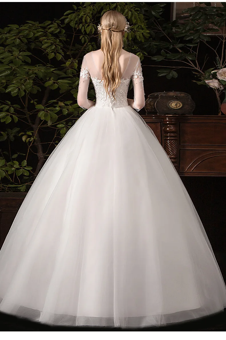 Robe de Mariée en Tulle à Manches sulfet Col Rond, Simple, Coréen, Vente en Gros, Nouvelle Collection 2021, 2020