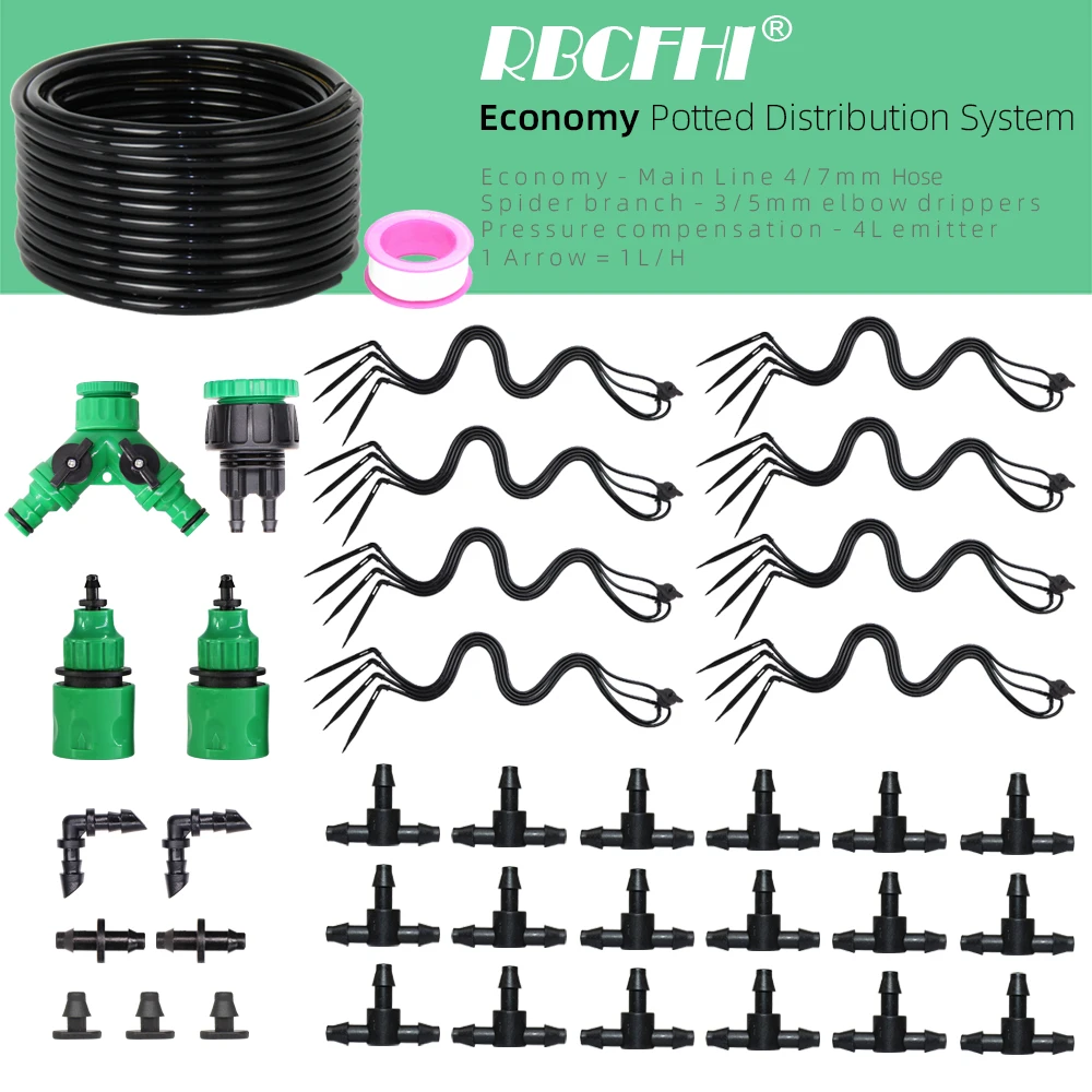 

RBCFHI 5-50M Micro Spider Drip Irrigation System 4/7mm Main Line Potted Distribution Watering Kit Indoor Balcony Garden Drop Set