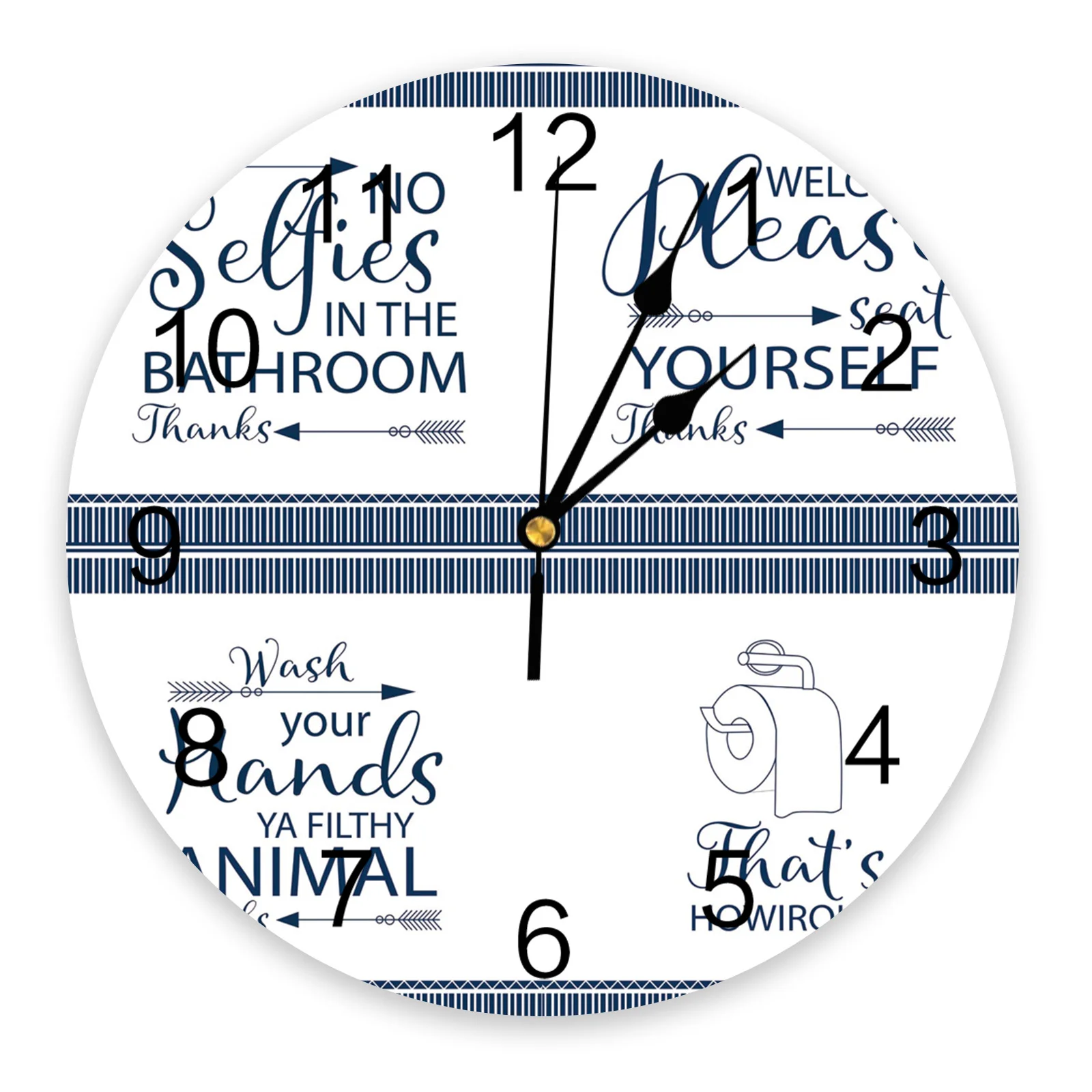 

Bathroom And Toilet Fun Text Wall Clock For Modern Home Decoration Teen Room Living Room Needle Hanging Watch Table Clock