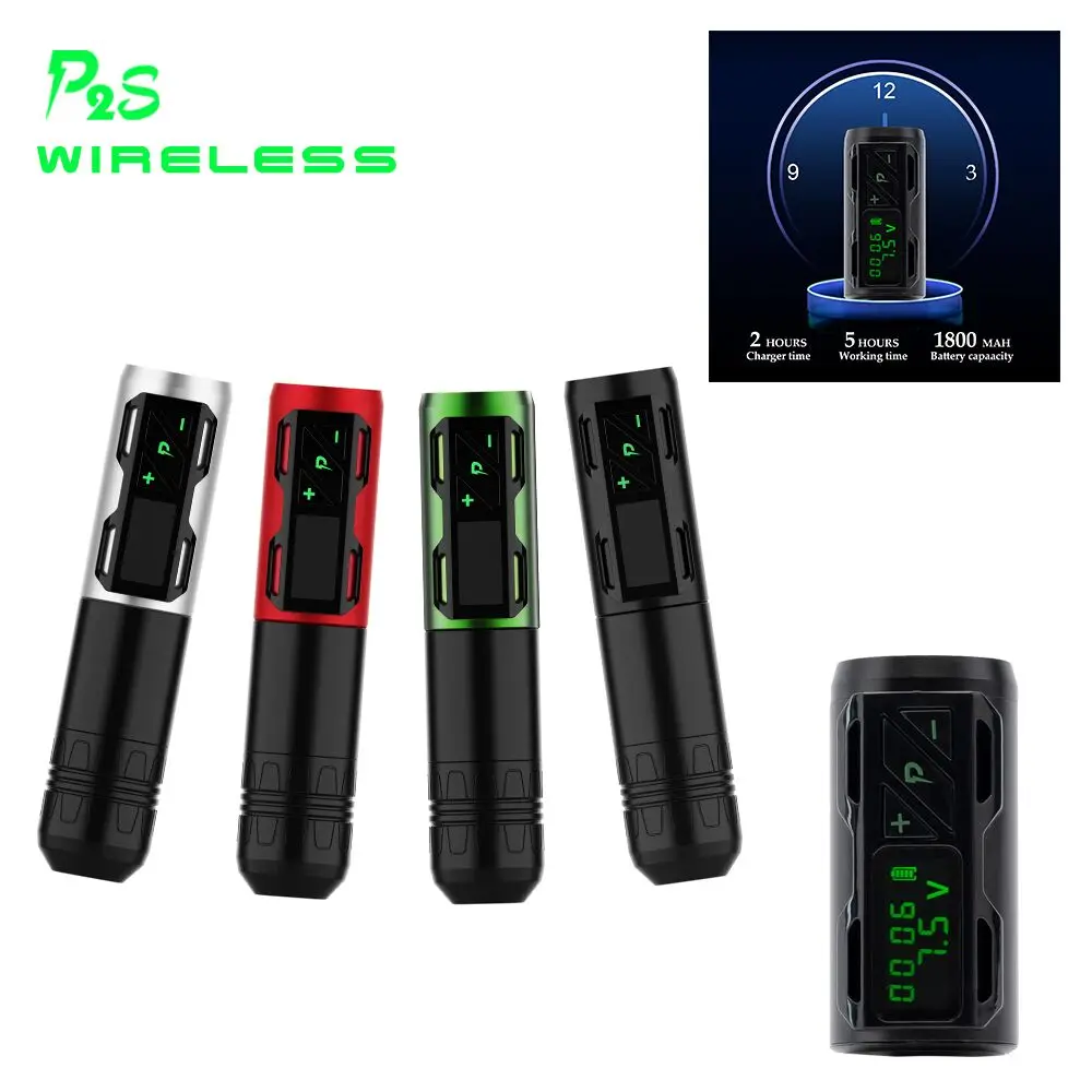 EZ Portex Gen 2S (P2S) Wireless Battery Tattoo Pen Machine Customized Swiss Motor with Power Pack Black Red Green Silver