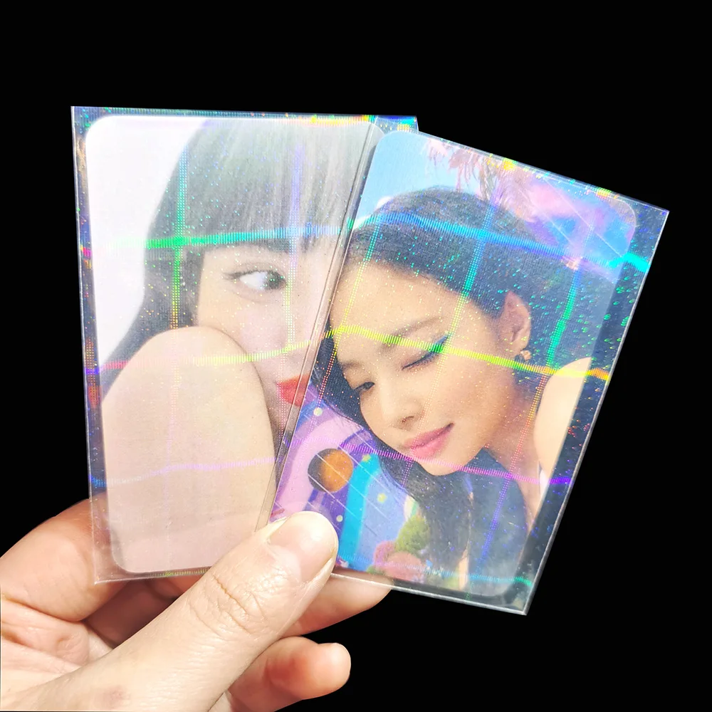 50PCS/Bag Laser Dots Grid Card Sleeves For Flashing Idol Card Film Protector Holographic Foil Tarot Cards Film Cover