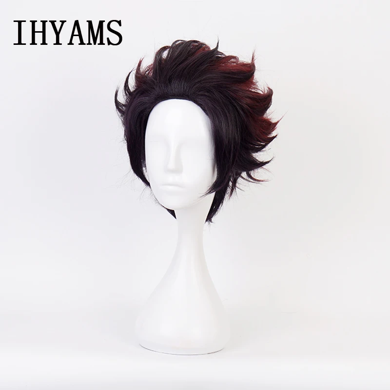 Kamado Tanjirou Wig Cosplay Hair Synthetic Heat Resistant Hair Kamado Tanjirou + Wig Cap