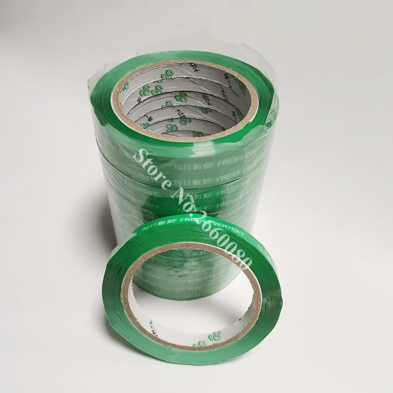 24pcs Bag Seal Sticky Tape Green 80m Length 11mm Width Fresh-keeping Bag Sealing Tapes for Supermarket Vegetable