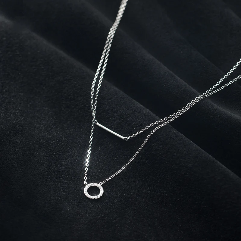 La Monada Women\'s Necklace 925 Silver Chains Woman On Neck Layer Circle Pendant Fine Jewelry For Women Necklace Silver Girls