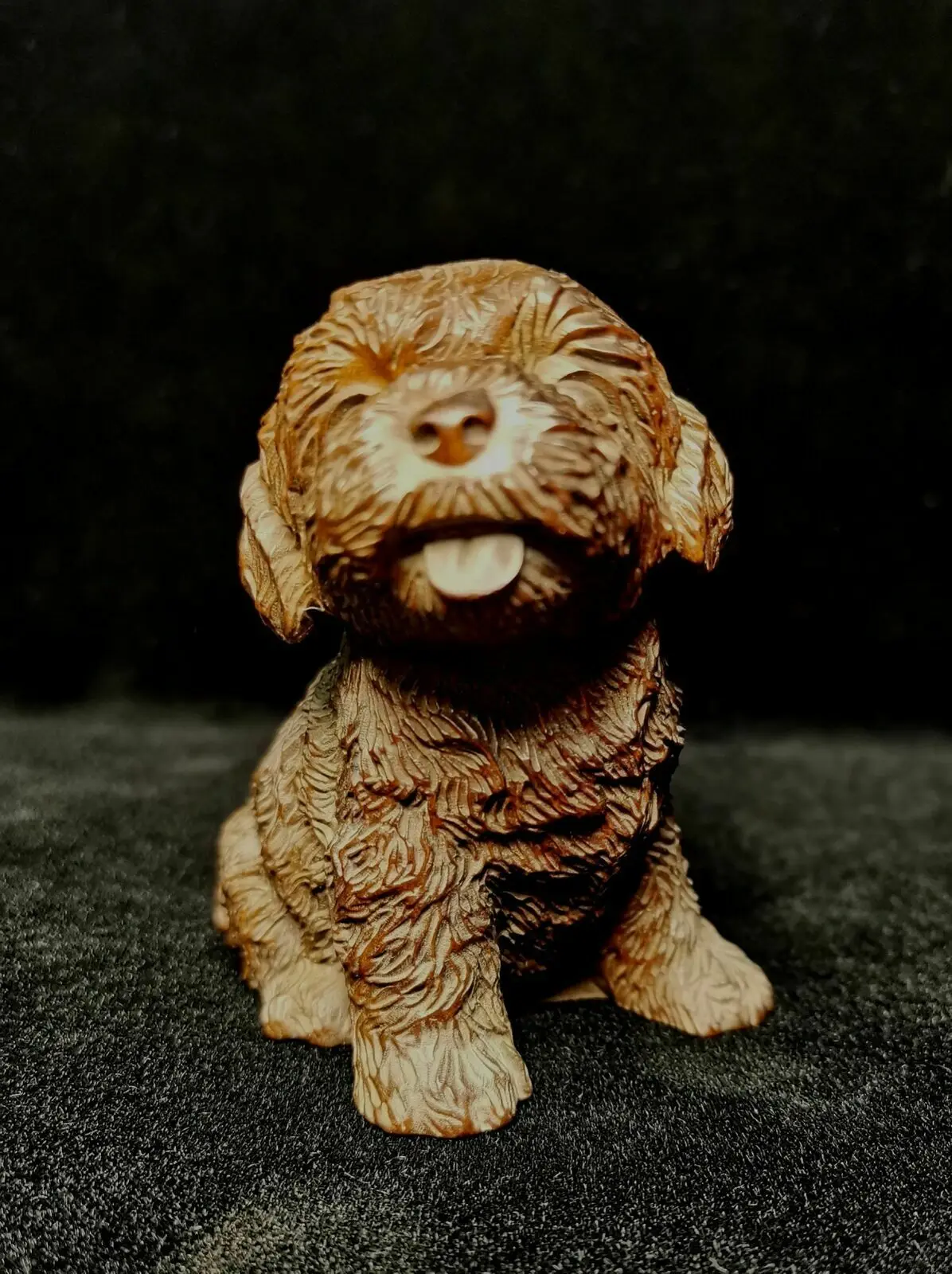 china antique wood carving Boxwood Poodle dog wooden statue decorative sculpture