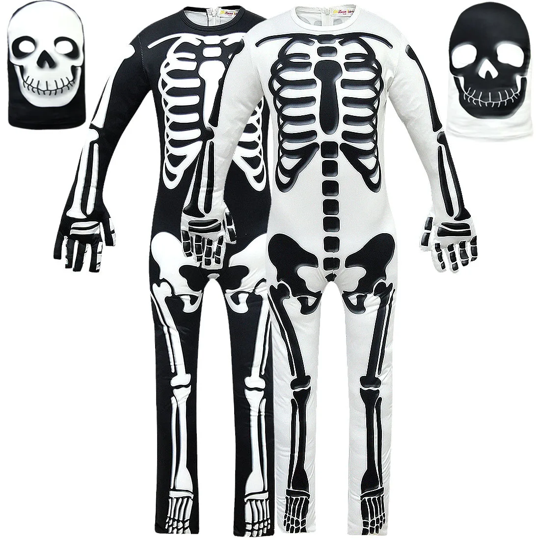 Trẻ Em Trang Phục Hóa Trang Halloween Đầu Lâu Đồng Hồ Carnival Đảng Jumpsuit Quỷ Ma Trang Phục Hóa Trang Tặng Mặt Nạ Trẻ Em Trẻ Em Vai Trò Chơi