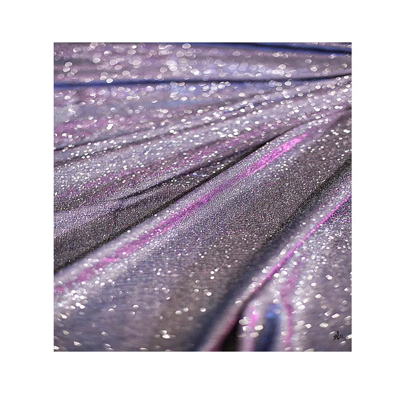 Dream Color Reflective Laser Starry Sky Highlight Stretch Handmade Diy Designer Fabric Wedding Dress Fashion Dress Fabric