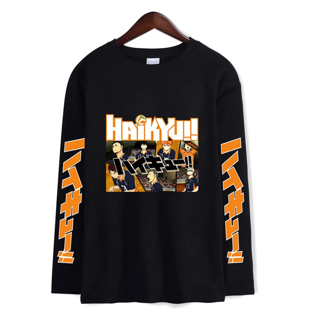 

Haikyuu T-shirt Men's 100% Cotton Long Sleeve Clothes Personality For Men Fashion Anime Print T-shirt