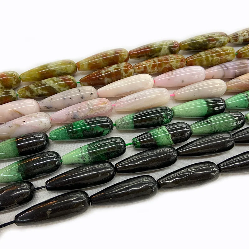 10x30mm Natural Serpentine Pink Opal Shungite Stone Beads 15'' Drop DIY Loose Beads For Jewelry Making Beads Necklace Earring