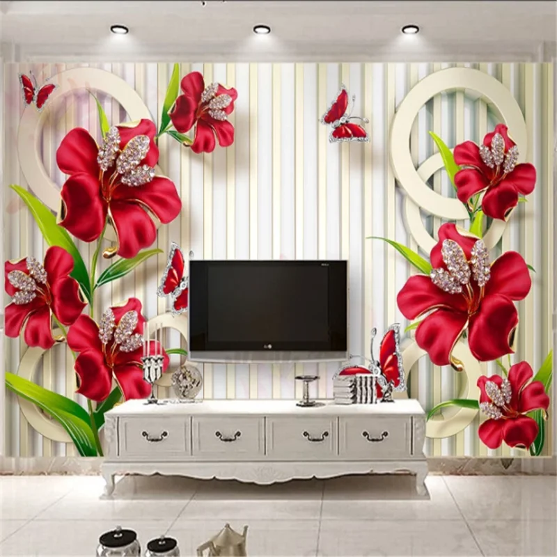 beibehang Custom wallpaper 3d new exquisite papel de parede jewelry flower TV background wall living room bedroom mural фотообои