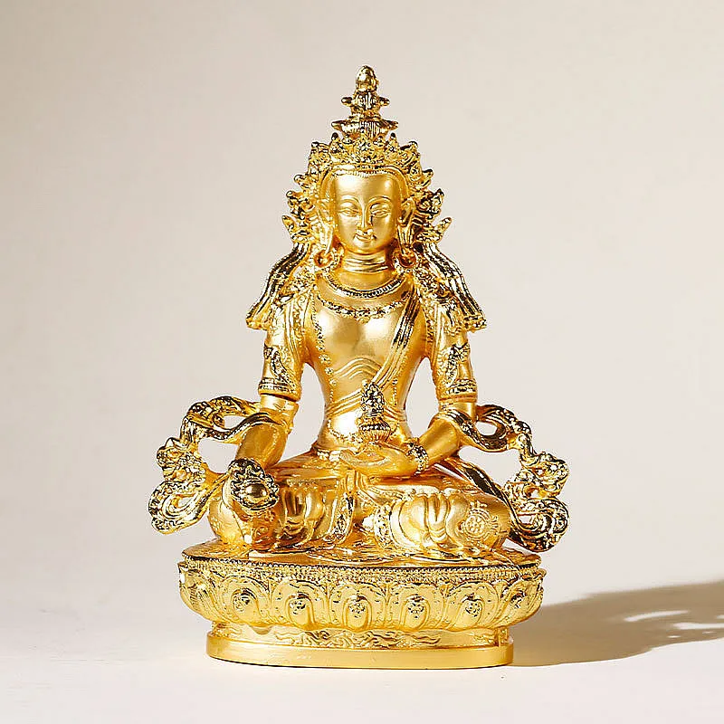 

14cm Gold Pating Alloy Metal Ksitigarbha Tibetan Buddhist Buddha Statue Figurines Home Putting Decoration