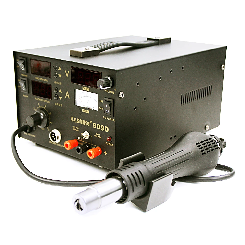 Saike 909D三オールインワン多機能はんだステーション2Aホットエアーはんだステーション15 220v smdリワークステーション
