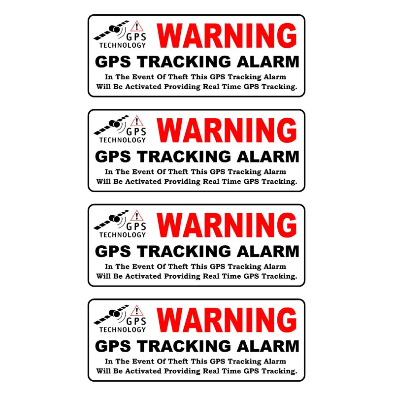 10CM*4CM 4 Pcs WARNING GPS TRACKING ALARM Car Stickers Reflective Personality Decal for Tesla Chevrolet Lacetti Cruze