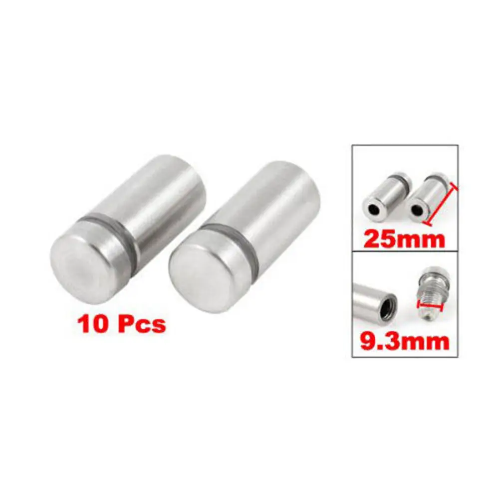 10PCS Glass Fasteners 12mm x 25mm Stainless Steel Advertisement Standoffs Pin Nails Billboard Fixing Screws Hardware