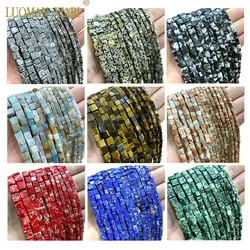 Natural Stone Tiger Eye Black Zebra Map Jaspers Labradorite Square Spacer Beads For Jewelry Making DIY Bracelet Necklace 4/6/8MM