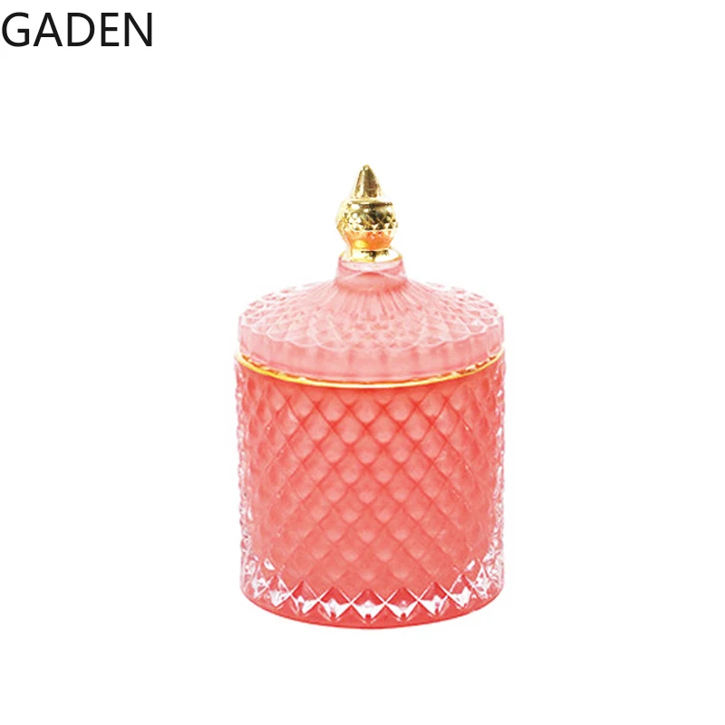 French Light Luxury Multicolor Glass Storage Jar Handmade Aromatherapy Bottle Cotton Swab Toothpick Storage Box Candle Jar