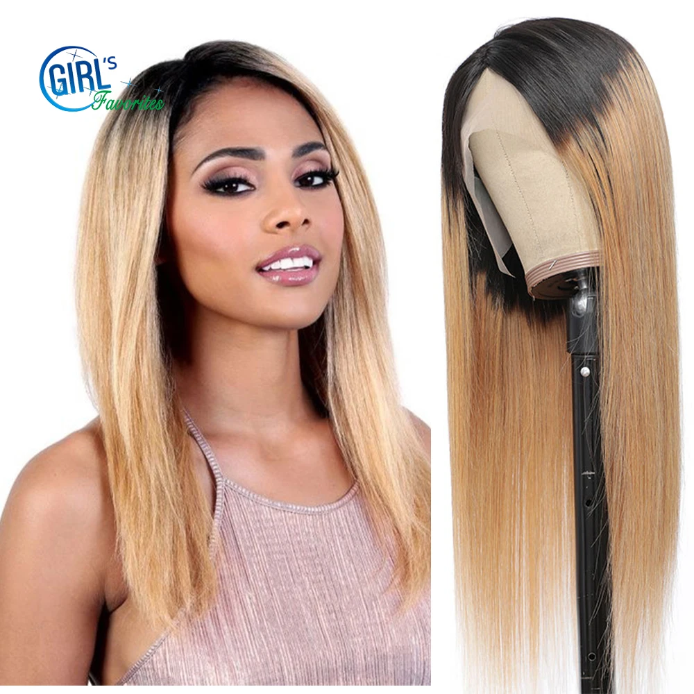 Ombre Honey Blonde 13X4 Lace Front Wig 1b/27 Color wigs 4X4  Lace Front Human Hair Wigs for Women Bone Straight Brazilian Wigs