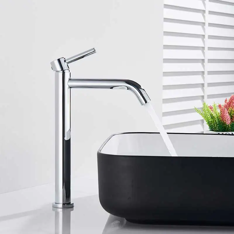 Tall Basin Sink Faucet Bathroom Chrome White Slim Hot And Cold Basin Water Mixer Tap Bathroom Single Sink Faucet Crane