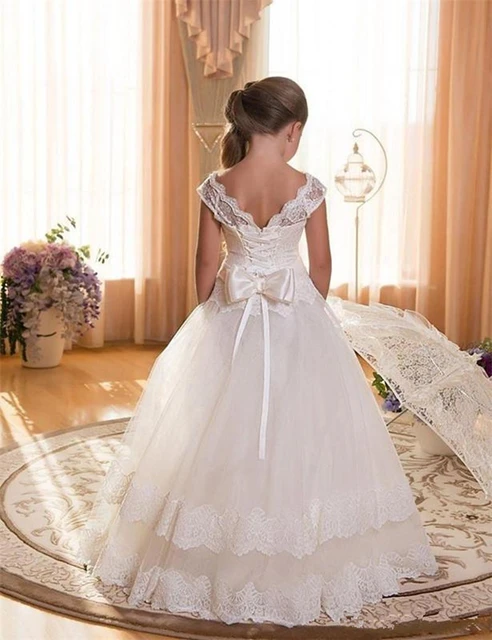 Holy Communion Dresses Girls Pageant Gowns | First Communion Dresses Girls  Ivory - Flower Girl Dresses - Aliexpress