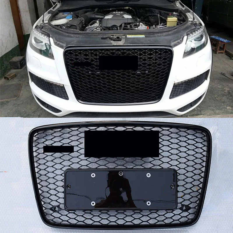 For Audi Q7 S7 2005- 2006 07 08 09 10 11 12 13 14 2015 SQ7 Style Grille Black Grill Camera Holder Black Ring