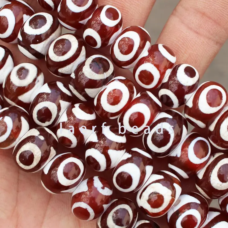 8x12mm 10x14mm Red black DZI beads abacus Tibet Oval Agate stone Rondelle spacer Drum DIY 3 eyes Loose Beads 10pcs