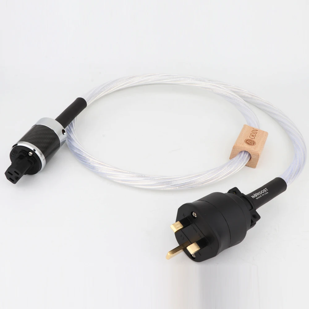 Odin Reference Power Cable With Gold Plated Uk Power Plug & Black Carbon Fiber IEC Female Connector