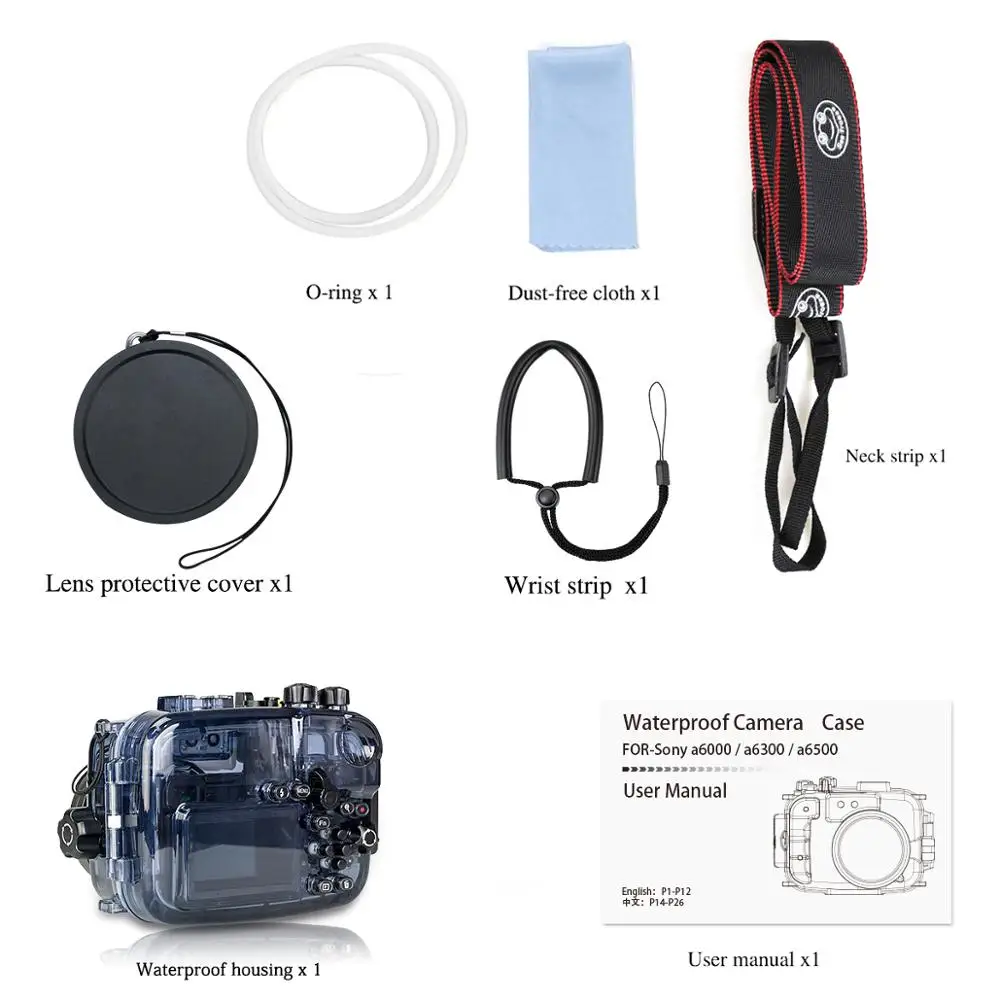 Seafrogs 130ft/40m Waterproof Underwater Housing Camera Diving Housing for Sony A6000 A6300 A6500 A6400 16-50mm Bag Case Cover