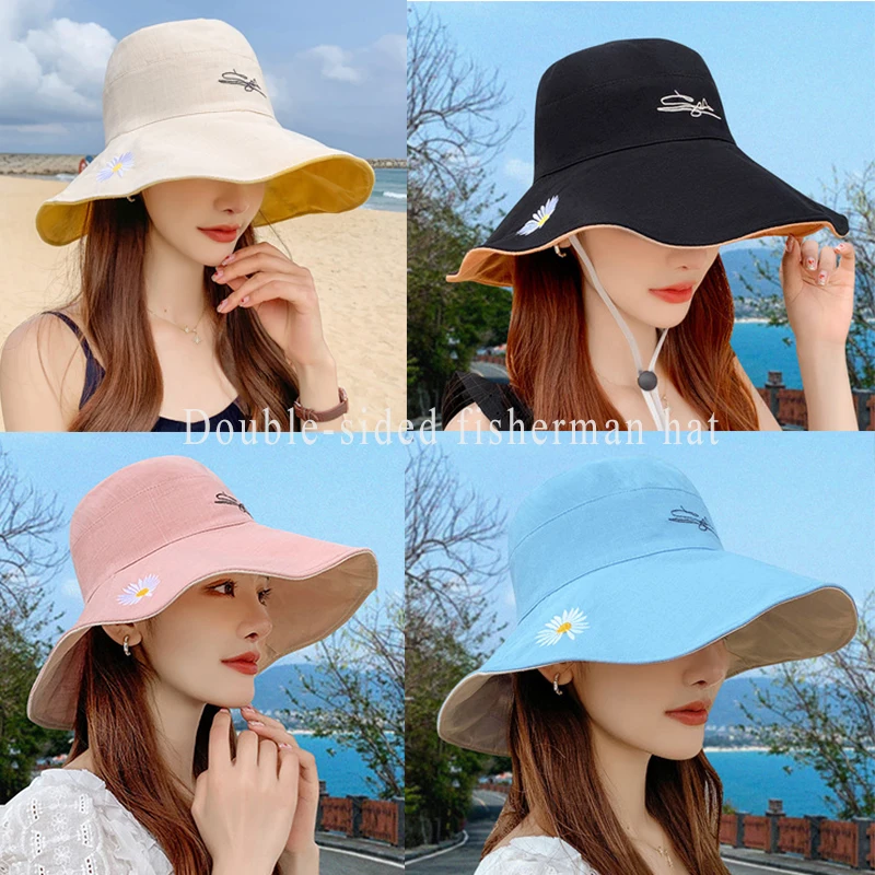 K153 Women\'s Bucket Hat Panama 2021 Fashion Women\'s Summer Hat Double-Sided Panama Sun Protection Fisherman\'s Hats Sun Visor Cap