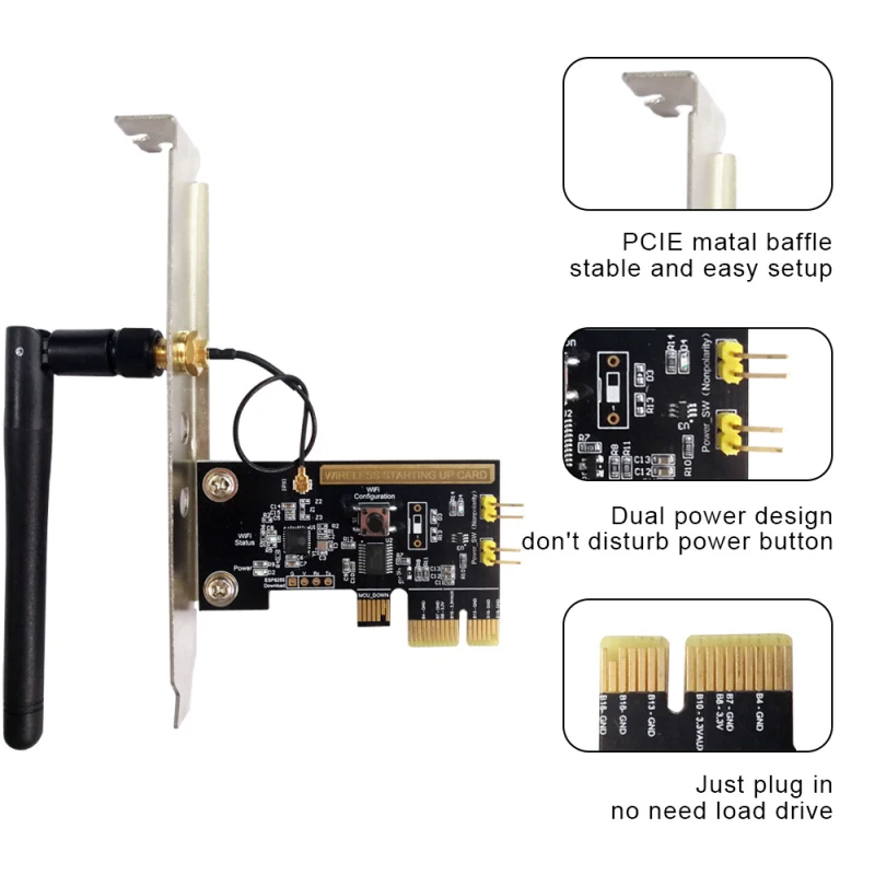 2/1PCS EWeLink WiFi 2.4 GHz Wireless Smart Switch Relay Module Mini PCI-e Desktop Switch Card Restart Switch Turn On/OFF