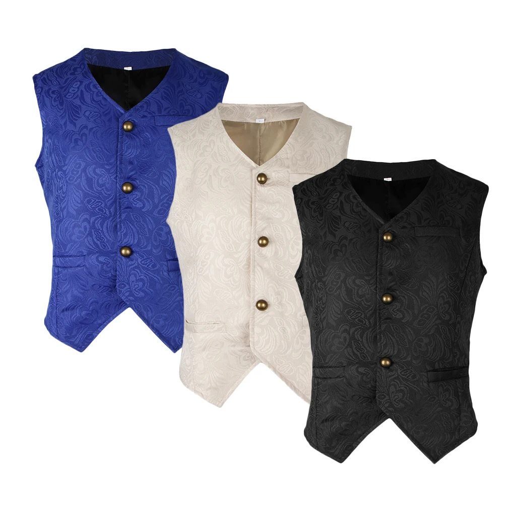 Men\'s Vintage Steampunk Jacquard Waistcoat Gothic Victorian Gentleman Vest