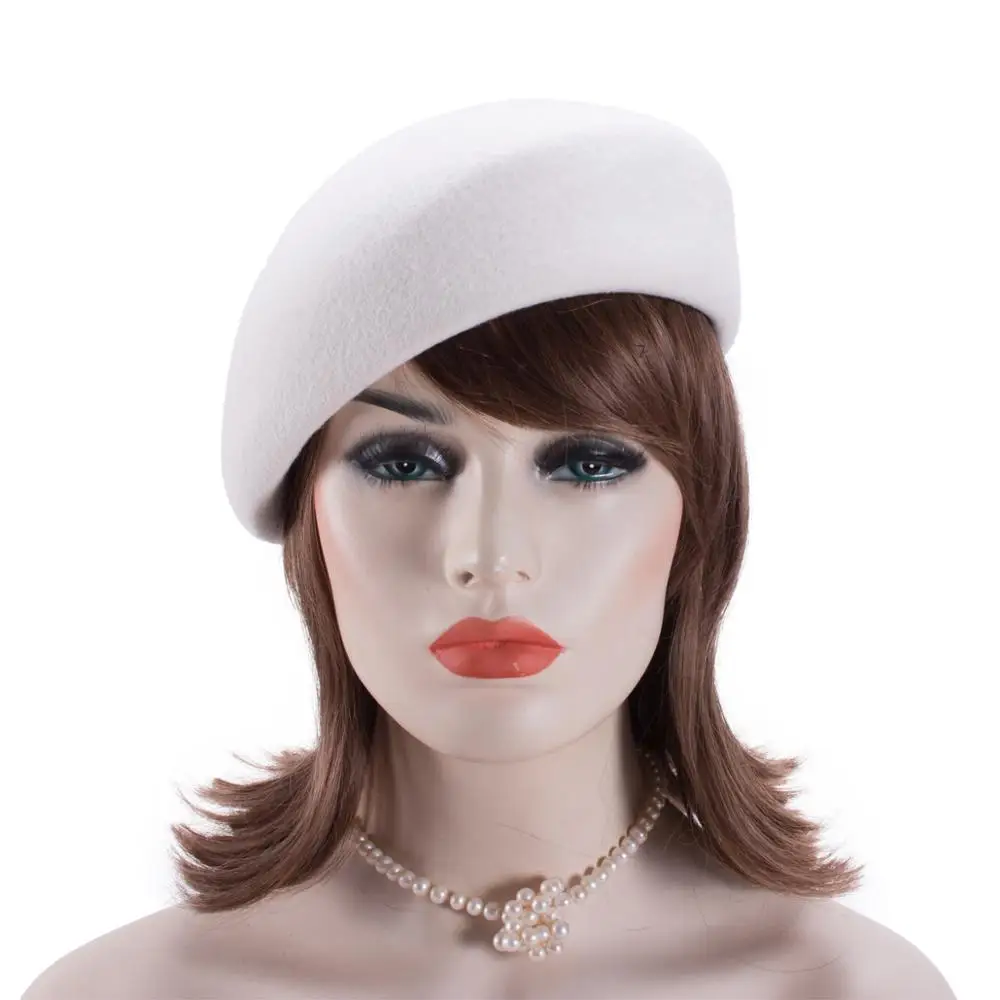 Lawliet Women Vintage Look 100% Wool Felt Tilt Winter Beret Hats Pillbox Fascinator Saucer Tilt Cap Formal Dressy A468