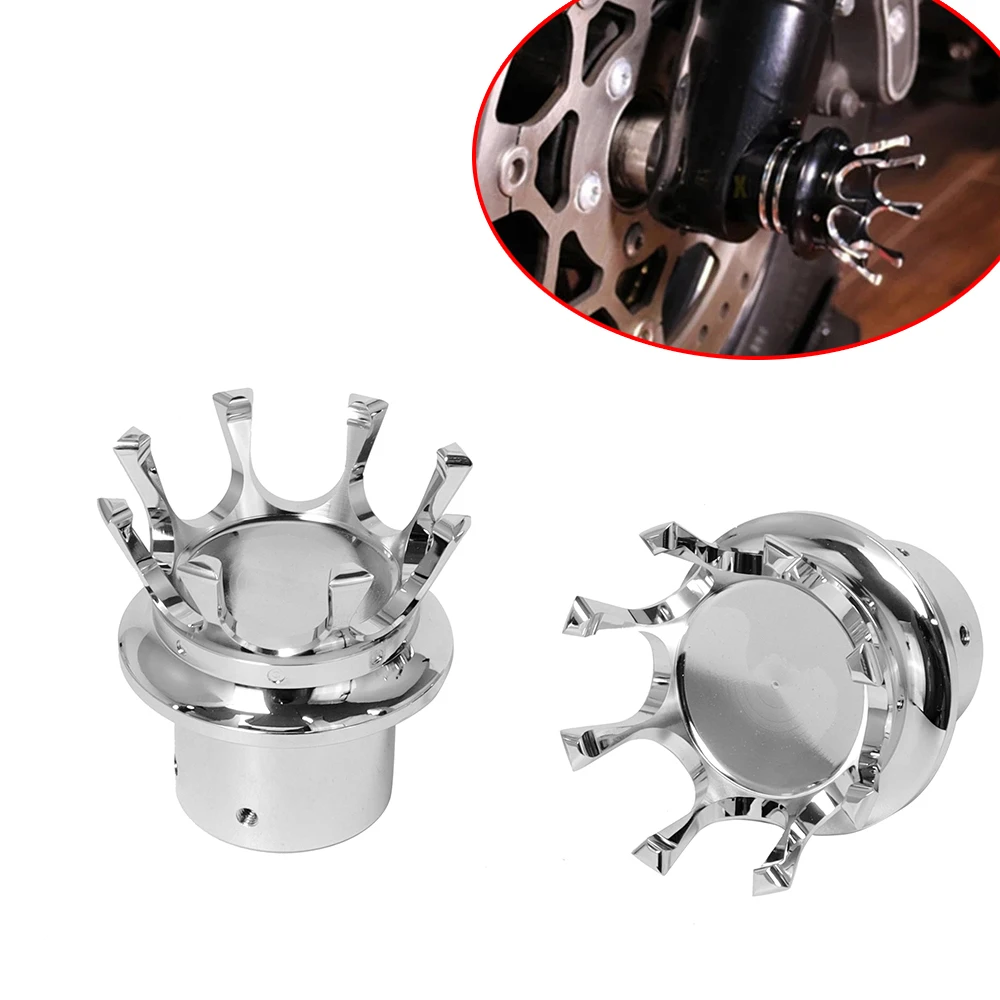 1 Pair Motorcycle Crown Style Front Axle Cap Nut Cover For Harley Dyna Softail Touring Fatboy Sportsters 883 48 1200