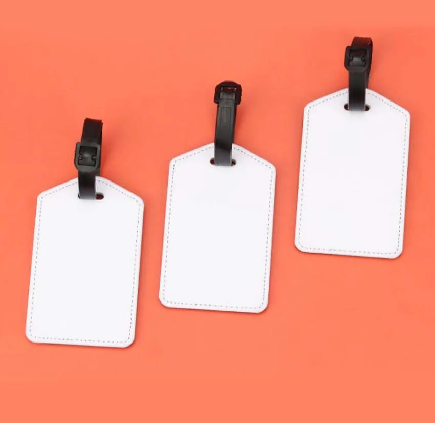 

DHL100pcs Sublimation DIY White Blank Luggage Tags Travel Accessories Pu Suitcase ID Address Card Holder